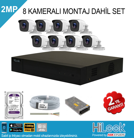 Hi-Look 8 Kameralı Montaj Dahil Set