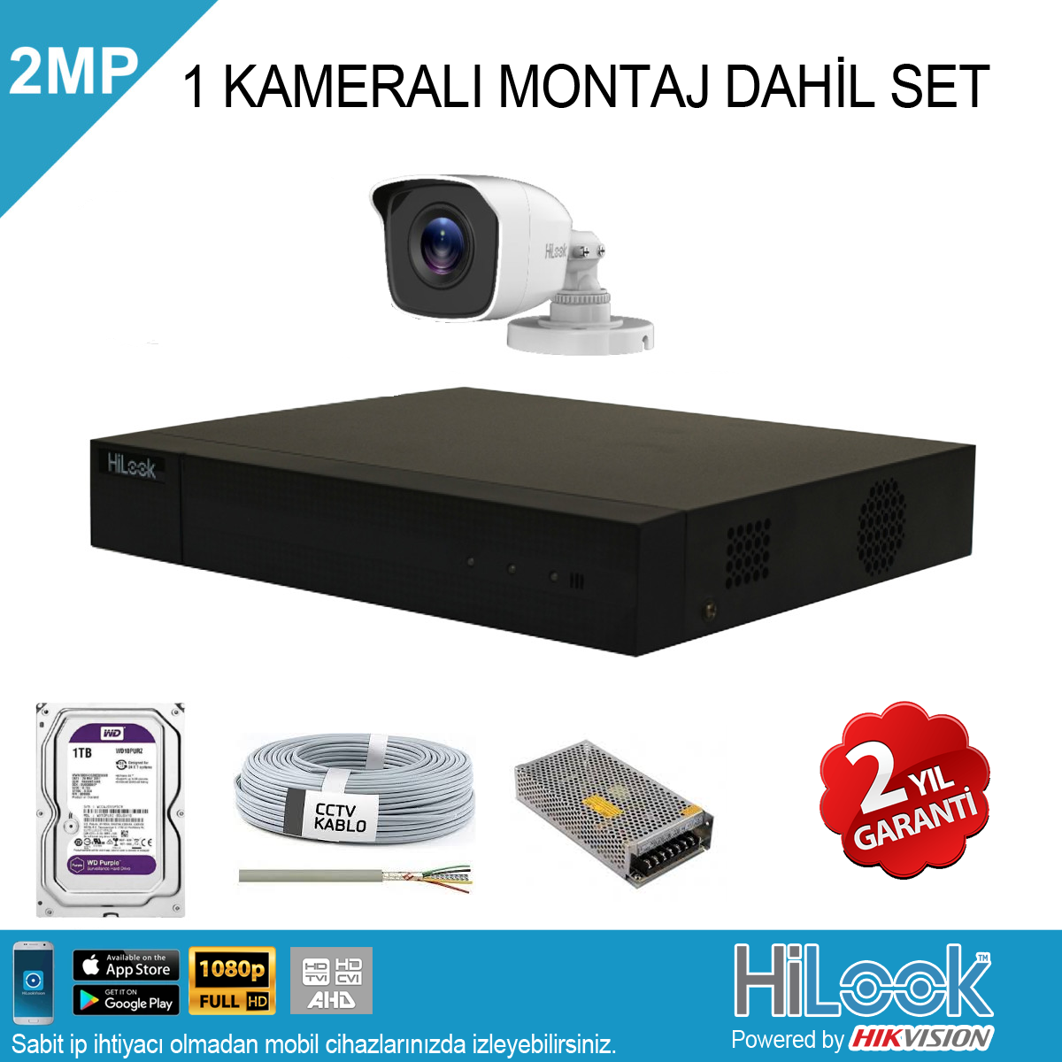 Hi-Look 1 Kameralı Montaj Dahil Set