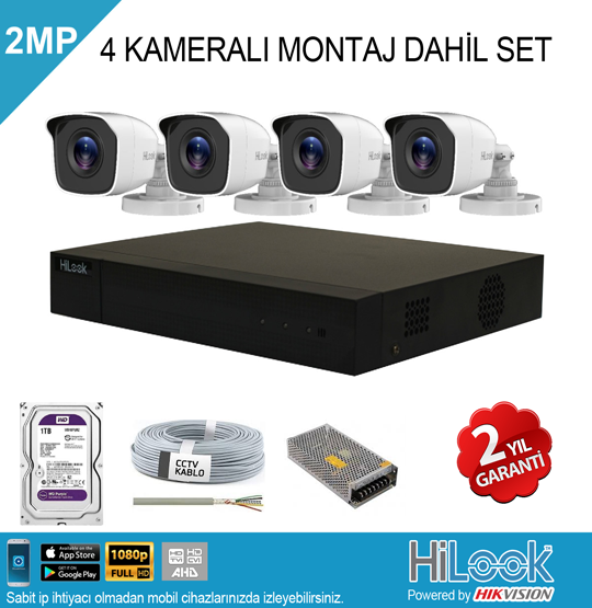 Hi-Look 4 Kameralı Montaj Dahil Set